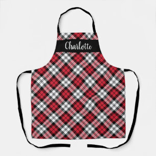 Red Black Watch Plaid Personalised Holiday Apron
