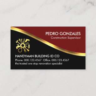 Red Black Wave Handyman Repairs Business Card