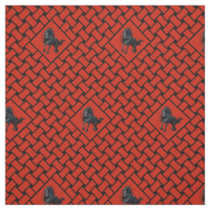 Red/black weave, diamond, Friesian horse 3" Fabric
