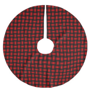 Red Black Weave Pattern Brushed Polyester Tree Skirt