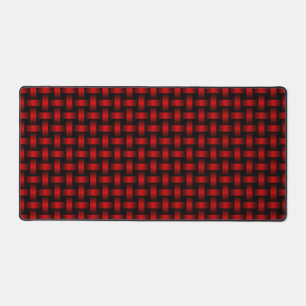 Red Black Weave Pattern Desk Mat