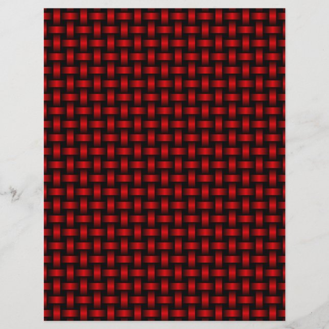 Red Black Weave Pattern Flat Paper Sheets (Front)