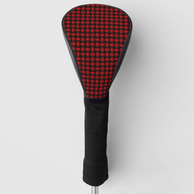 Red Black Weave Pattern Golf Head Cover (Front)