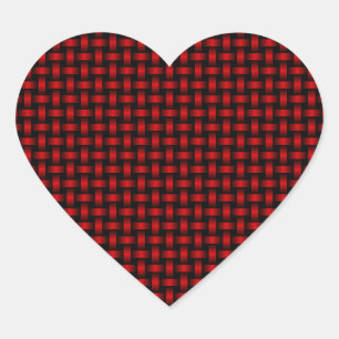 Red Black Weave Pattern Heart Sticker