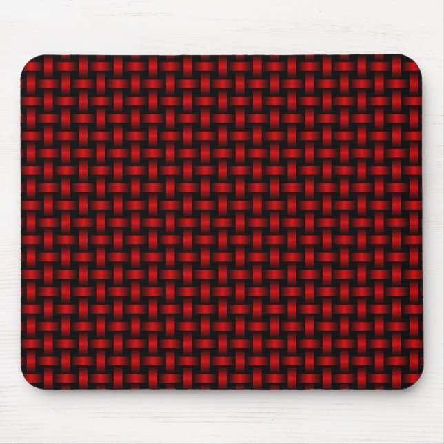 Red Black Weave Pattern Mouse Mat (Front)