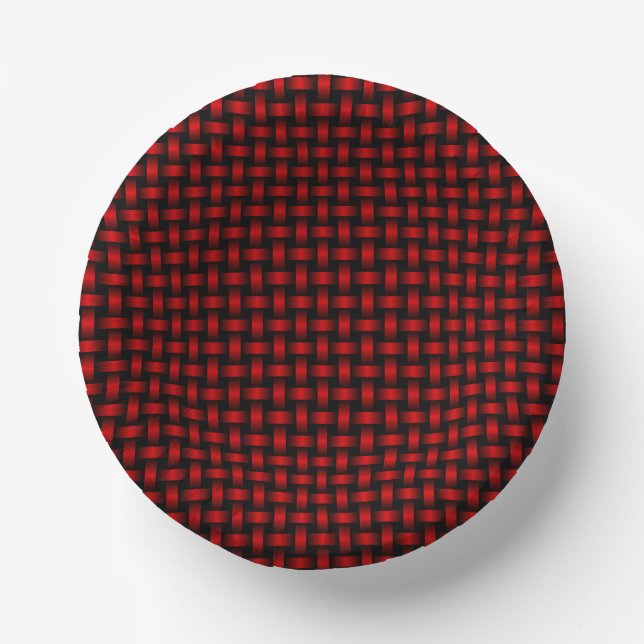 Red Black Weave Pattern Paper Plate (Front)