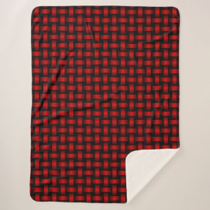 Red Black Weave Pattern Sherpa Blanket
