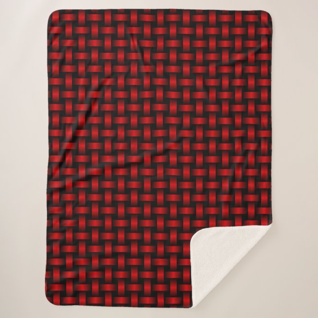 Red Black Weave Pattern Sherpa Blanket (Front)