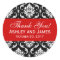 Red, Black Wedding Damask Thank You Label