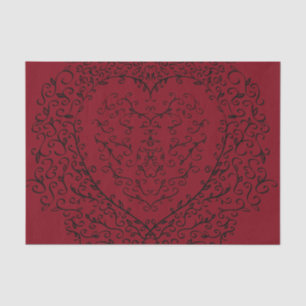 Red Black Wedding Gothic Heart Beautiful Elegant Tissue Paper