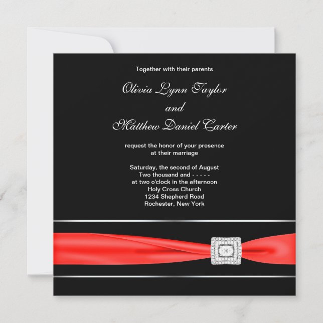 Red Black Wedding Invitation (Front)