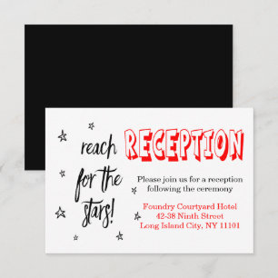 Red Black Wedding Reception Stars Love Quote Invitation