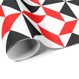 Red Black White abstract geometric pattern Wrapping Paper