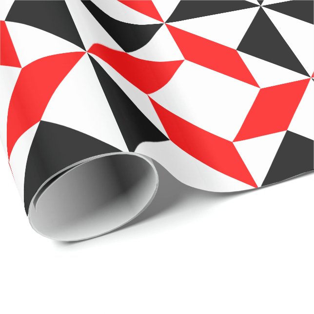 Red Black White abstract geometric pattern Wrapping Paper (Roll Corner)