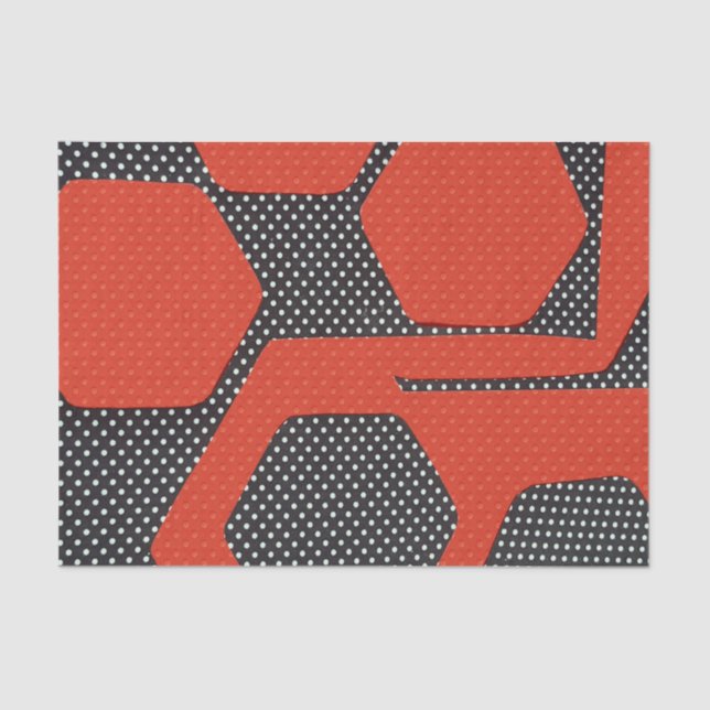 RED BLACK WHITE ABSTRACT TISSUE PAPER (Front)