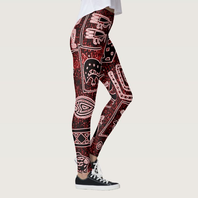 Red-Black-White African Motif Leggings (Right)