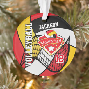 Red, Black, White and Gold Volleyball 🏐 2 Ornament