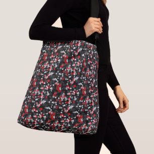 Red Black White  and gray geometric abstract Crossbody Bag