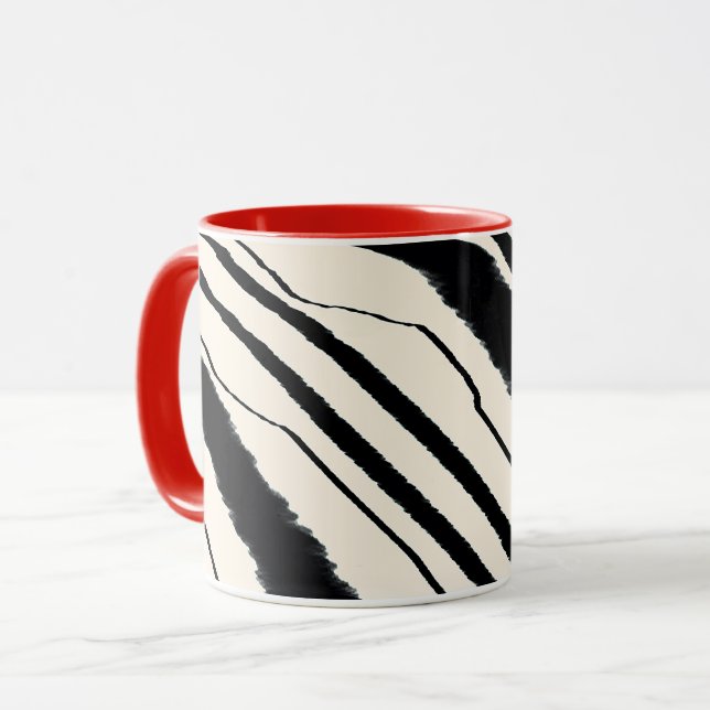 Red Black White Animal Print Combo  Mug (Front Left)