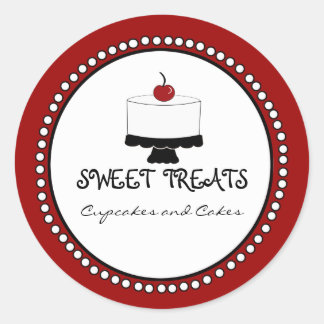Red Black White Bakery Business Stickers
