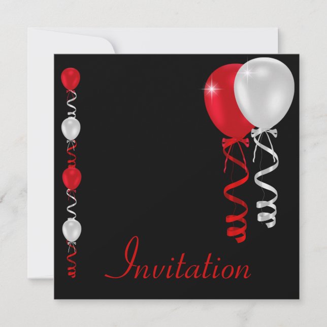 Red Black & White Balloons Special Event Invitation (Front)