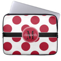 Red Black White Big Polka Dot Monogram