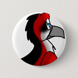 Red/Black/White Bird Hybrid 6 Cm Round Badge
