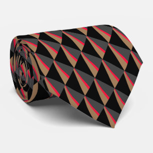 Red Black White Brown Pattern Tie
