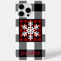 Red, Black, White Buffalo Plaid, Snowflake