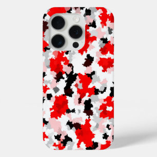 Red Black White Camo Abstract Design  iPhone 15 Pro Case