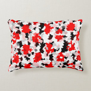 Red Black White Camo Abstract Design Decorative Cushion