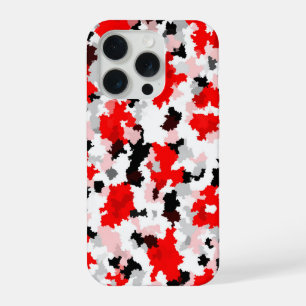 Red Black White Camo Abstract Design iPhone 15 Pro Case