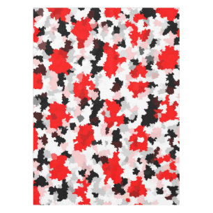 Red Black White Camo Abstract Design Tablecloth