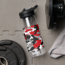 Red Black White Camo Camelbak Water Bottle