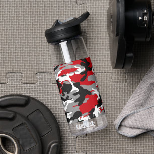 Red Black White Camo Camelbak Water Bottle