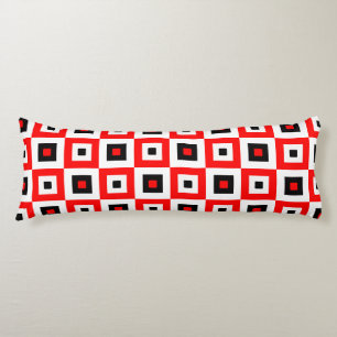Red Black White Checkered Squares Pattern Design Body Cushion