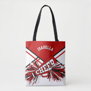 Red, Black & White Cheerleader Design Tote Bag