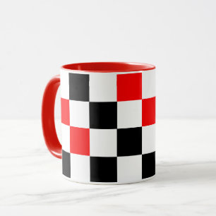 Red Black White Chequered Pattern Design Mug