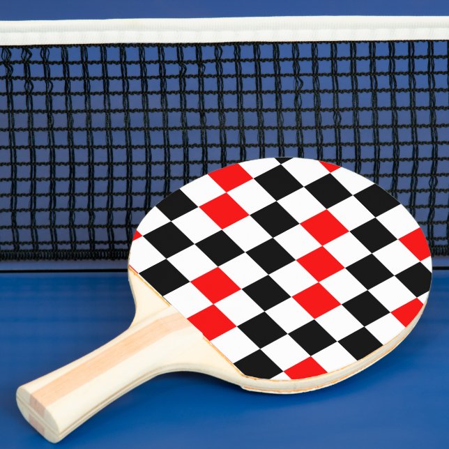 Red Black White Chequered Pattern Design  Ping Pong Paddle (Insitu)