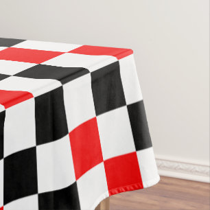 Red Black White Chequered Pattern Design Tablecloth