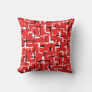 Red Black White Cool Trendy Modern Pattern Cushion