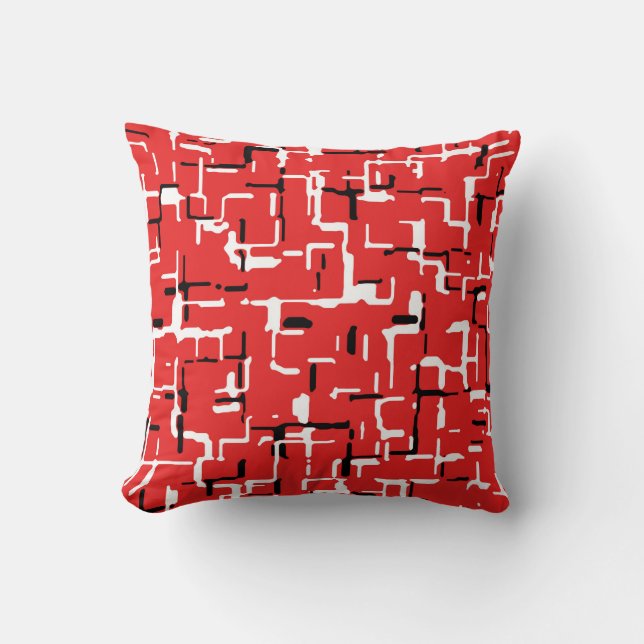 Red Black White Cool Trendy Modern Pattern Cushion (Front)