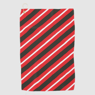 Red Black White Diagonal Lines Geometric Stripes Golf Towel