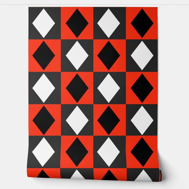  Red Black White Diamond Rhombus  Wallpaper (Unrolling)