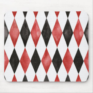 Red Black White Diamond Shape Mouse Mat