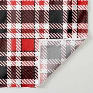 Red Black White Flannel Tartan Pattern Design  Fabric