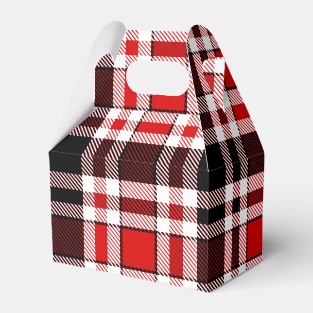 Red Black White Flannel Tartan Pattern Design  Favour Box (Front Side)
