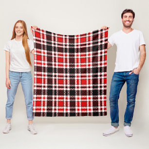 Red Black White Flannel Tartan Pattern Design Fleece Blanket
