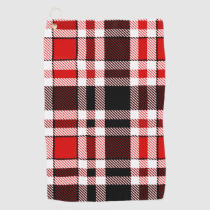 Red Black White Flannel Tartan Pattern Design  Golf Towel