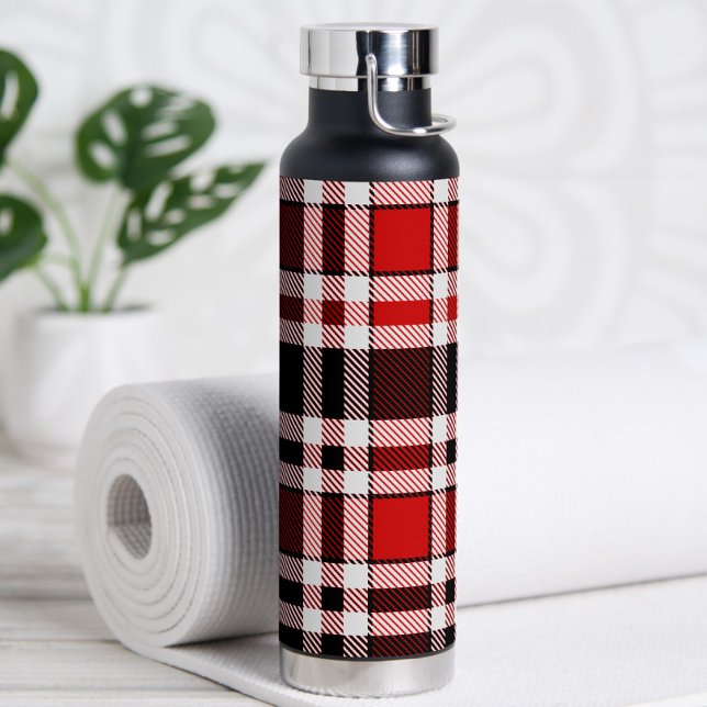 Red Black White Flannel Tartan Pattern Design  Water Bottle (Creator Uploaded)